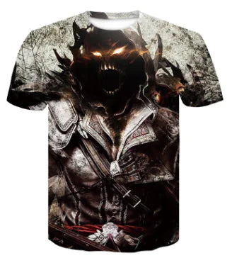 Digital Print Crew Neck Short Sleeve T-Shirt