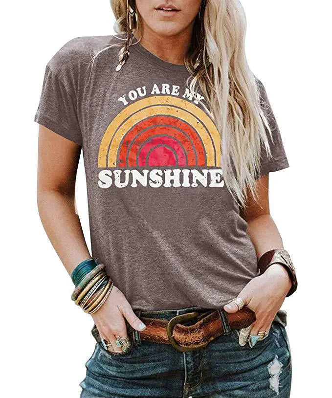 Letter Print Crew Neck Short Sleeve T-Shirt