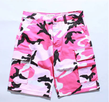 Men's Summer New Cargo Pants, Purple Camouflage Shorts