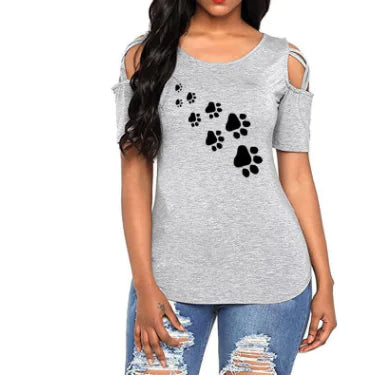 Heart Print Crew Neck Short Sleeve T-Shirt