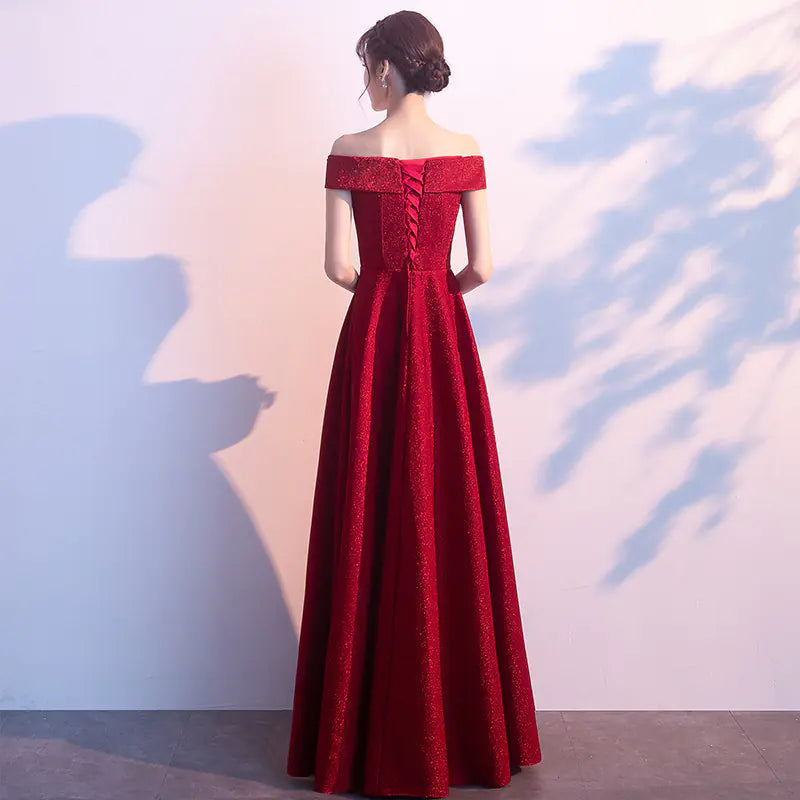 Red Long Evening Dress for Weddings and Engagements
