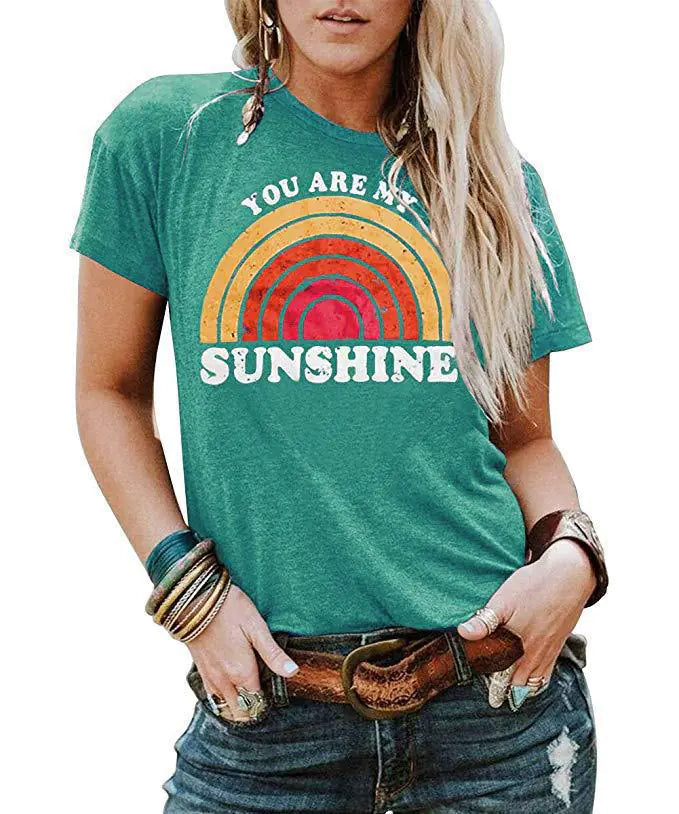 Letter Print Crew Neck Short Sleeve T-Shirt