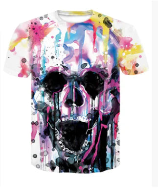 Digital Print Crew Neck Short Sleeve T-Shirt