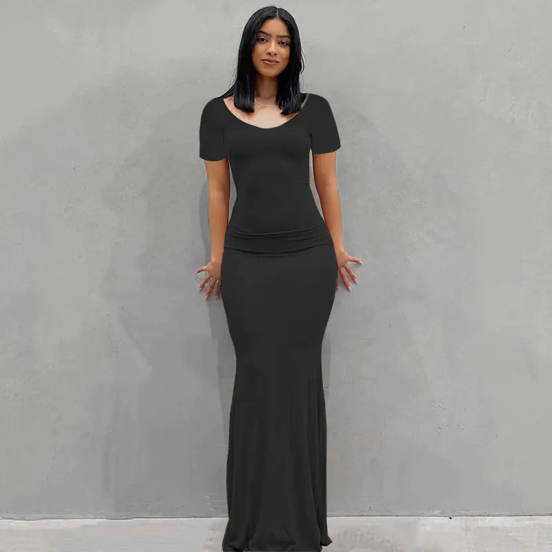 Casual Slim-fit Short Sleeve Long Dress for Women